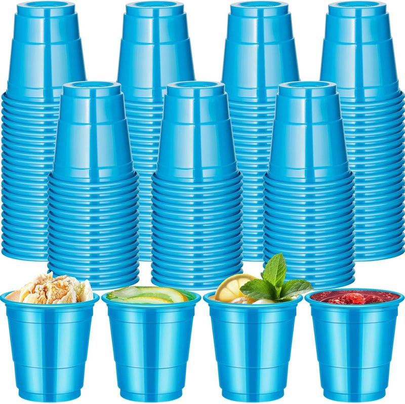 cssopenss 120 Pcs 2 oz Blue Shot Cups blue Plastic Shot Glasses Gender Reveal shot Glasses Disposable for Drinking Tastings Served Snacks Jello Tastings and Samples - Image 1